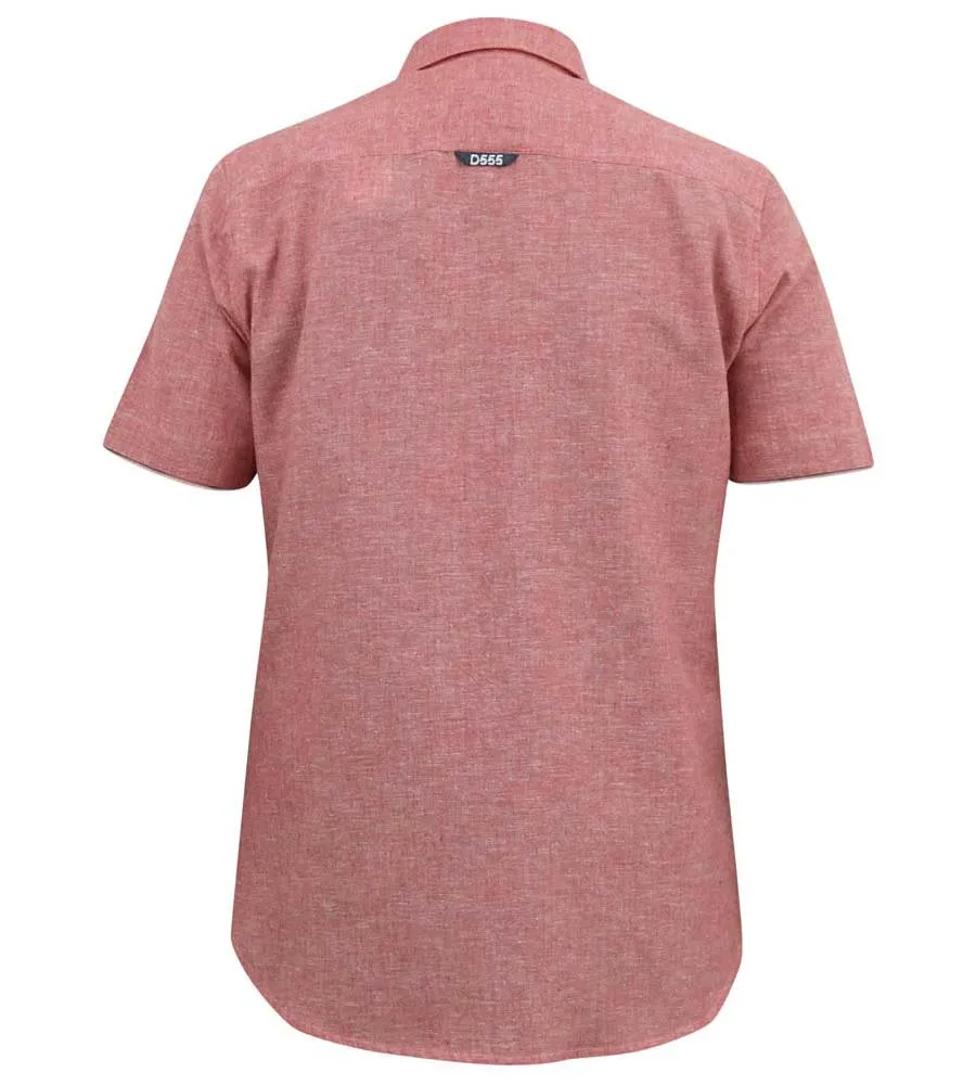 D555 Big Mens Salmon Cotton Linen Shirt With Short Sleeves (HAZELWOOD 2)